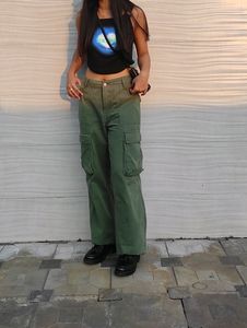 Green Straight Fit Cargos