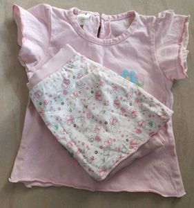 Skirt Attached Lower With T Shirt For Baby Girl