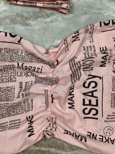 Pink Newspaper Print Dress
