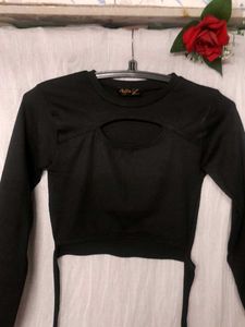 Black Cutout Crop Top