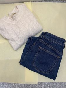 H&M mom jeans & Cozy Knit Sweater