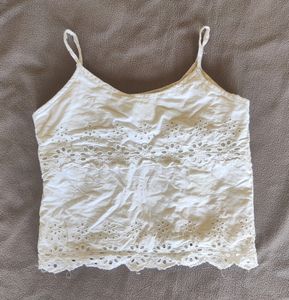 Vintage Eyelet Crochet Look Crop Top
