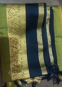 Royal Blue &amp; Emerald Green  Silk Saree wit