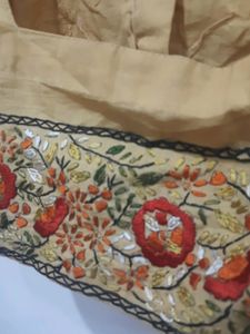 Stitched Nude Blouse With Embroidery