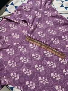 Women Purple Cotton Printed Suit Set