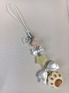 Trendy Handmade Cat Paw Phone Charm with Bow