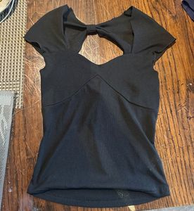 Cute Black Bow Back Top