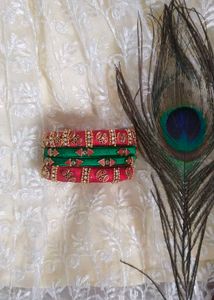 Red And Green Silk Thread Bangles ✨