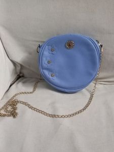 Round Shaped Light Blue Sling Bag