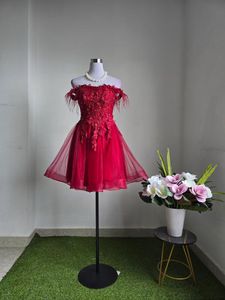 Wine Tulle Short Prom Homecoming Dress