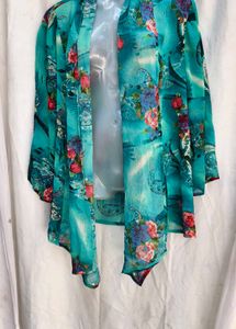 1981. Floral Print Sheer Cardigan