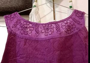 2 Kurta Pink And Purple Embroidered Tank