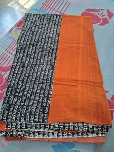 Elegant orange printed saree