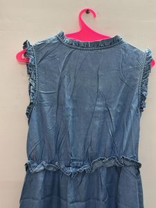 Blue dress with ruffle work