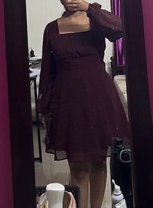 Chic Maroon Skater Dress