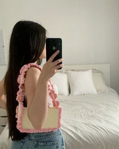 Crochet Ruffle Shoulder Bag