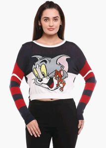 ONLY Womens Round Neck Tom and Jerry Printed Top