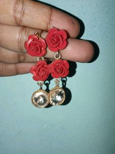 Red Rose Earrings