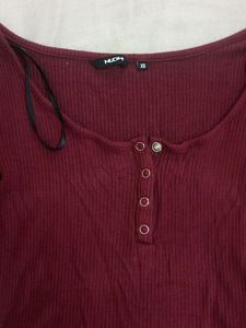 Nuon maroon full sleeve crop top - XS / S
