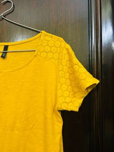 Yellow Lace Detail Top