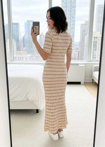 Striped Knit Midi Dress