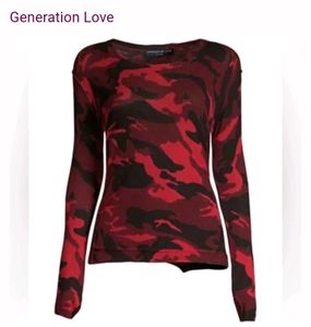 Y2K Long Sleeve Red Camo Top