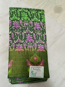 Brand New Cotton Chanderi Silk Sareee Wuth Blouse