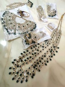Bridal Jewelry Set - Silver & Green