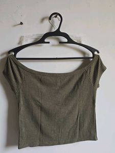 Olive Green Ribbed Top