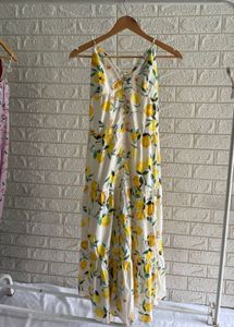 Lemon Print Maxi Dress