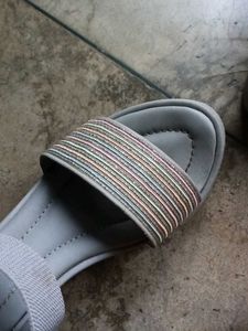 Striped Sparkle Slide Sandals