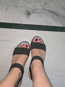 black used ankle block heel