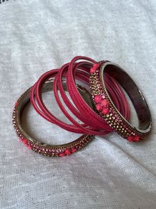 Velvet Pink Bangle Set 🩷