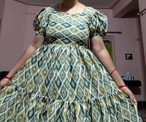 Present Trending 3 Layers Frock Semi Cotton