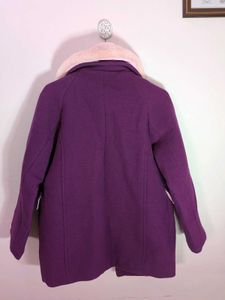 Purple Coat Faux Fur Collar