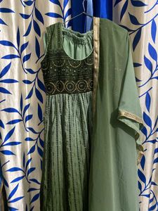 Olive Green Embellished Dress