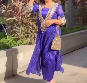 Elegant Blue Embellished Dress