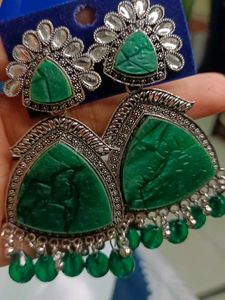 Green Oxidised Earrings