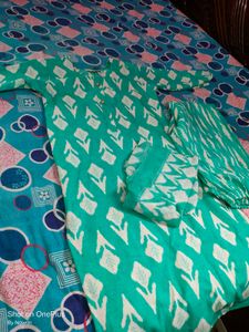 Pure Cotton Kurta Pant Dupatta Set