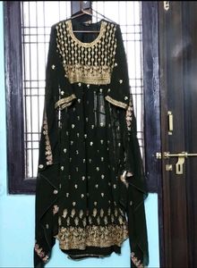 New Olive Party Wear Heavy Embroidered Kurta Set