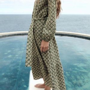 Zara Limited Edition Printed Bohemian Midi Dress