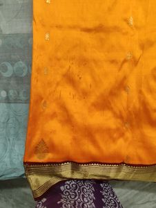 Mango Yellow And Maroon Traditional Silk Saree