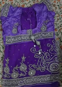 Purple Embroidered Saree