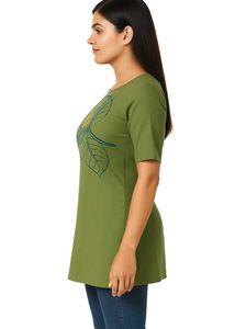 Olive Floral Print Kurti For Women