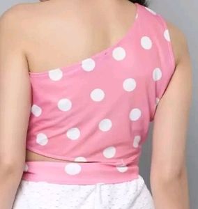 Pink One Shoulder Top.