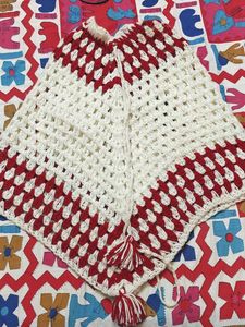 Red & White Crochet Cape