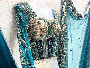Green Embroidery &amp; Zardozi Work Lehengacholi
