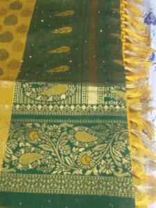 Elegant Green &amp; Gold Saree