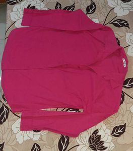 Hot Pink Oversized Button-Up Shirt