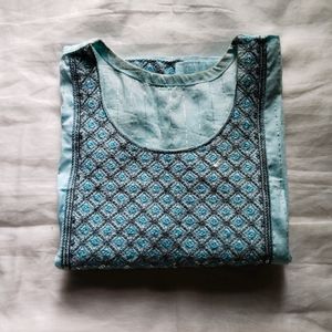 Sky Blue Colour Kurtii With Embroidery Design